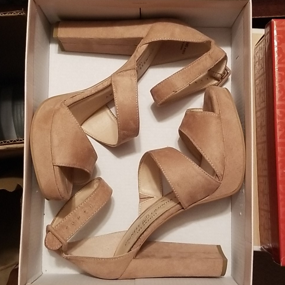 Nude platform heels